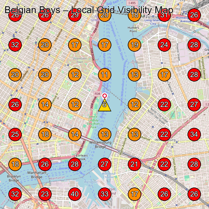 Belgian Boys GeoGrid visibility map for Food Manufacturer in Brooklyn